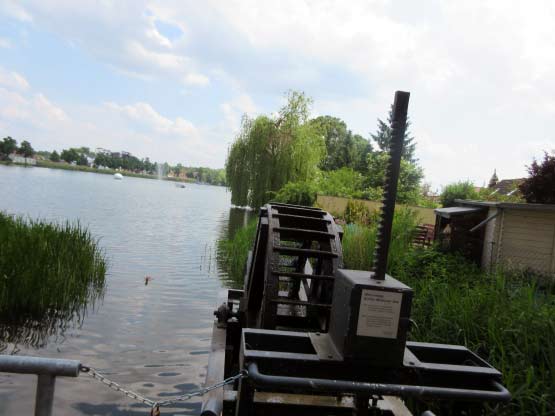 Seeausfluss mit Wasserrad