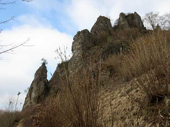 Felsformation und Felsnadel mit Baum